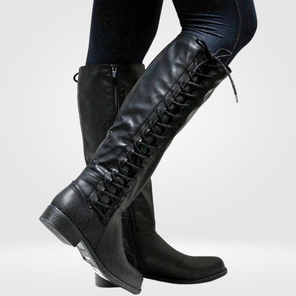 Harlow Women's Tall Leather Boots – Lace-Up Winter Boots with Warm Lining & Anti-Slip Sole