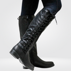 Harlow Women's Tall Leather Boots – Lace-Up Winter Boots with Warm Lining & Anti-Slip Sole