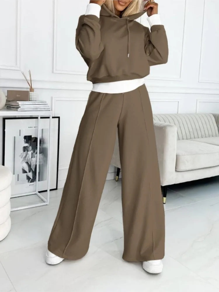 Celine Women's Two-Piece Lounge Set – Relaxed Short Sleeve Top & Elastic Waist Pants
