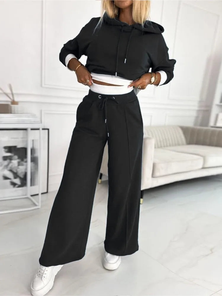 Celine Women's Two-Piece Lounge Set – Relaxed Short Sleeve Top & Elastic Waist Pants