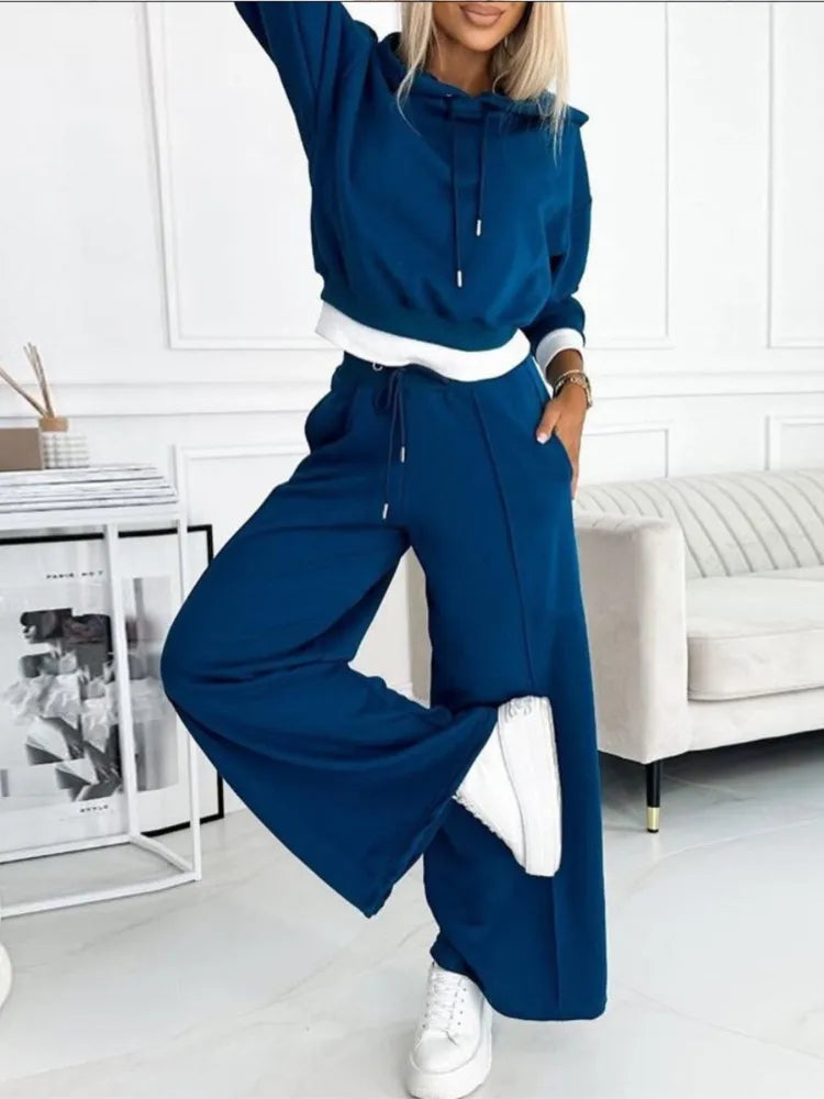 Celine Women's Two-Piece Lounge Set – Relaxed Short Sleeve Top & Elastic Waist Pants