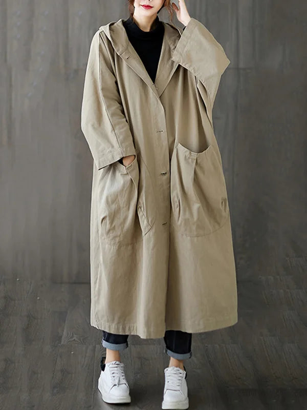 Tara Women's Trench Coat – Long With Hood Coat with an Sophisticated Fit for Rainy Days