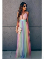 Wren Women's Ombre Maxi Dress – Sleeveless Summer Dress with Flowing Silhouette & Vibrant Gradient Print