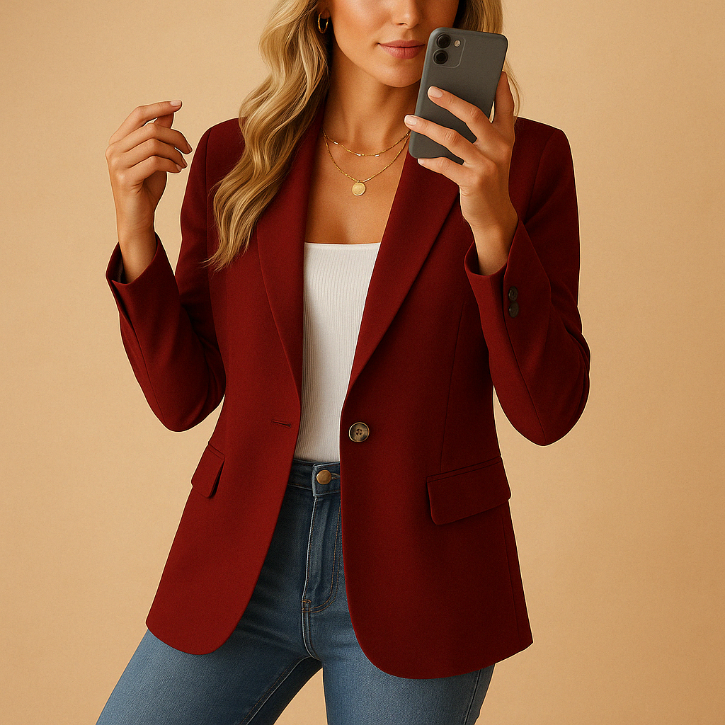 Isabelle Women's Tailored Stretch Blazer – Elegant Single-Button Jacket