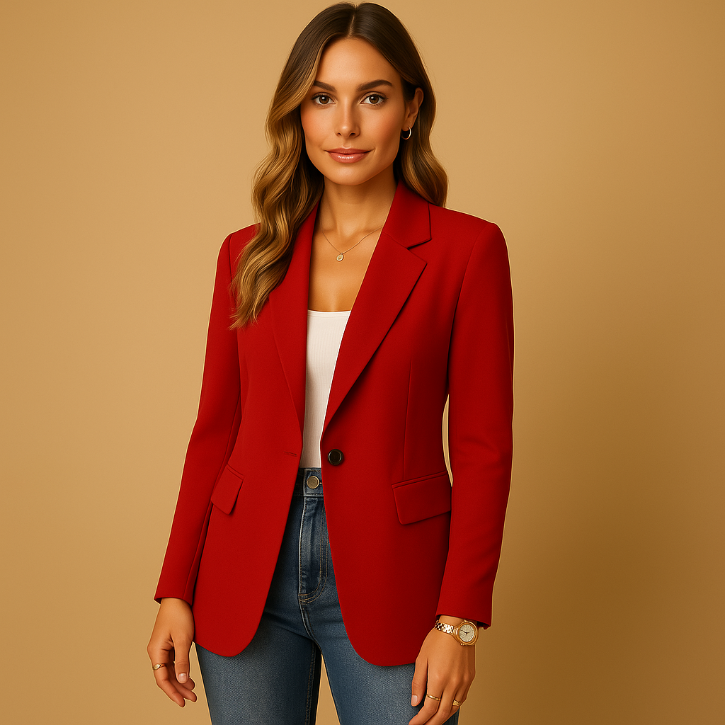 Isabelle Women's Tailored Stretch Blazer – Elegant Single-Button Jacket