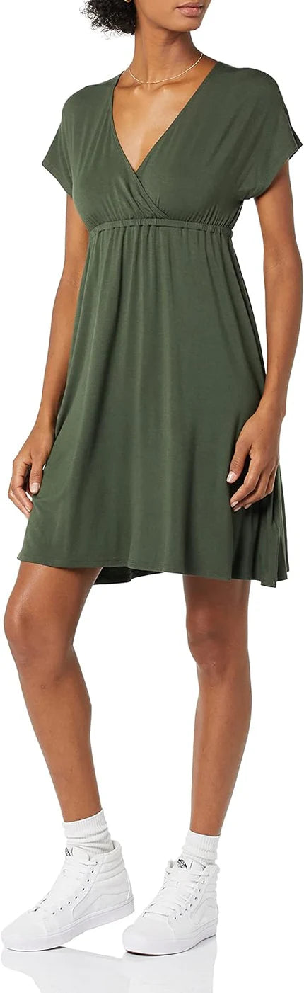 Delphia Women's Surplice Floral Mini Dress with Short Sleeves