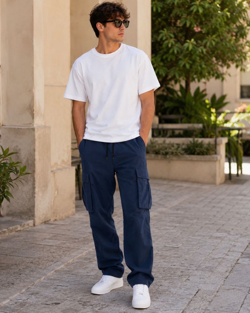 Evander Men's Straight-Leg Cargo Trousers with Relaxed Fit & Utility Pocket Design