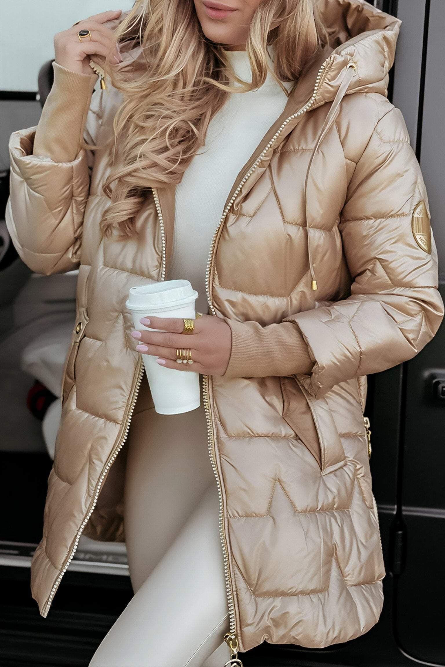 Ines Women's Hooded Coat – Warm Cotton-Blend Autumn Jacket with Timeless Style