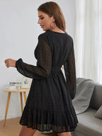 Amélie Women's Polka Dot Dress – Lightweight Fit & Flare Dress with Long Sleeves