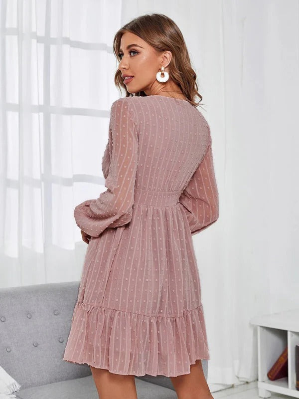 Amélie Women's Polka Dot Dress – Lightweight Fit & Flare Dress with Long Sleeves
