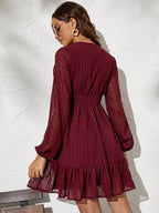Amélie Women's Polka Dot Dress – Lightweight Fit & Flare Dress with Long Sleeves