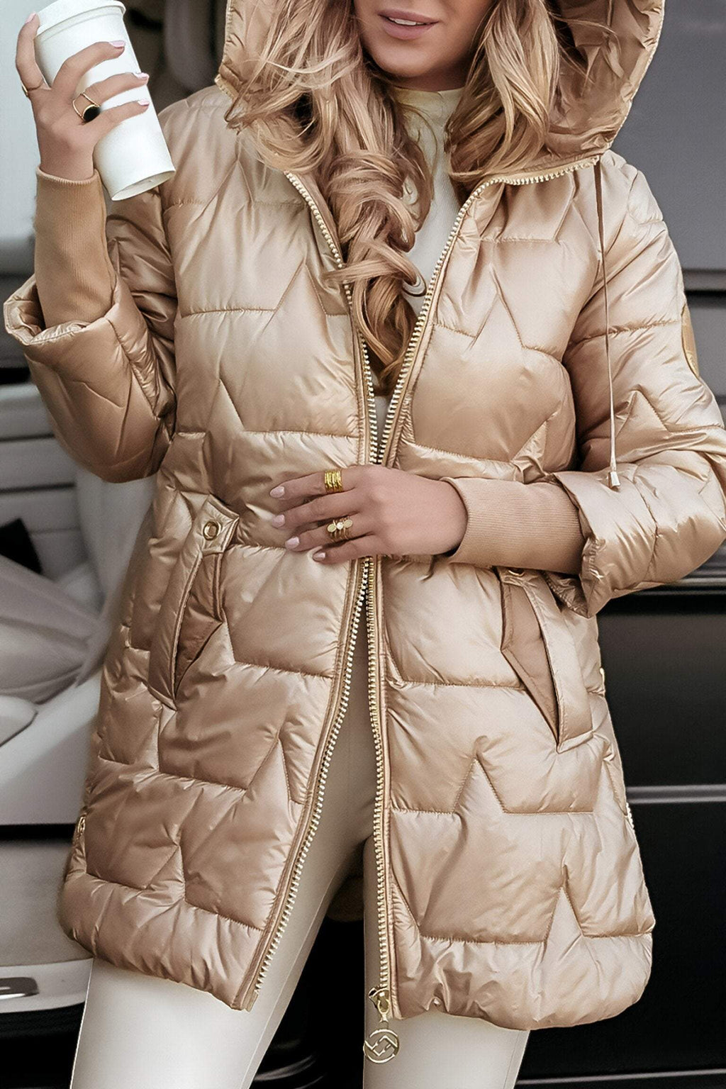 Ines Women's Hooded Coat – Warm Cotton-Blend Autumn Jacket with Timeless Style