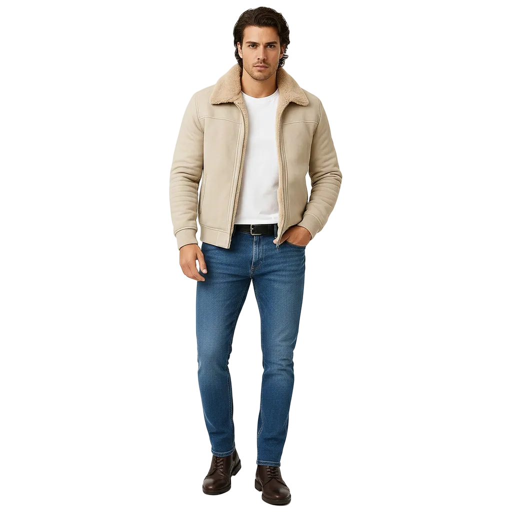 Nicole Men's Fur-Collar Jacket – Sophisticated Zip-Up Coat with a Modern Tailored Fit