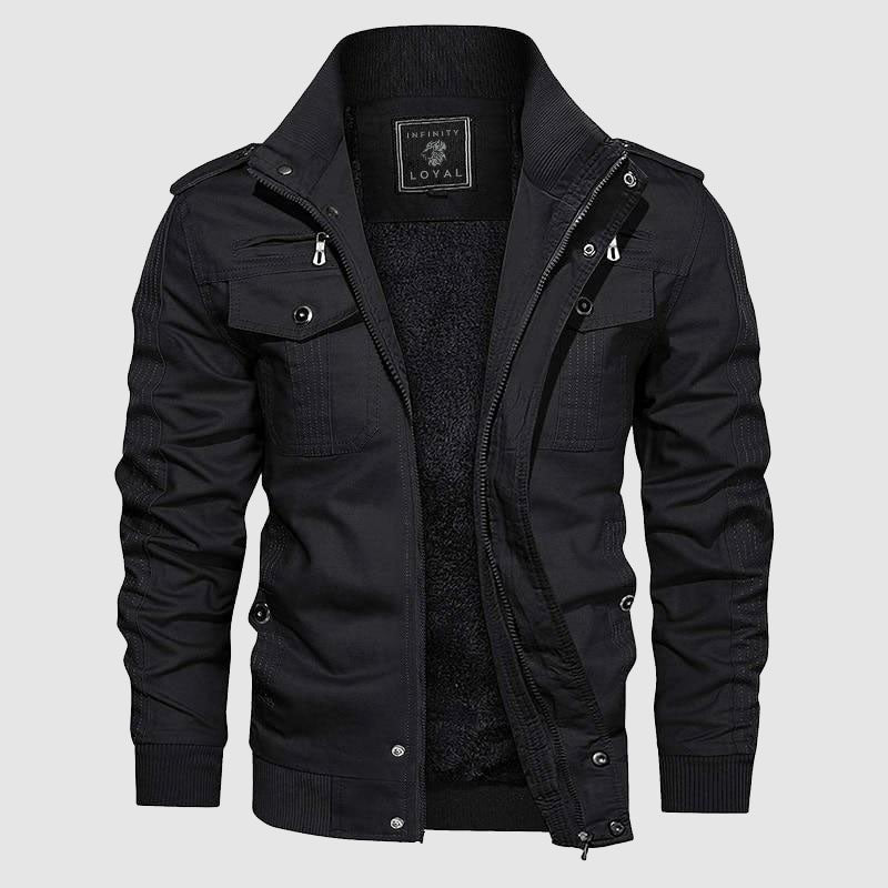 Dean Bomber Jacket for Men – Cozy Pilot-Style Jacket with Fleece Lining & Mandarin Collar