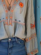 Leonard Bohemian Women's Blouse – Genuine Embroidery & Breezy Summer Fit
