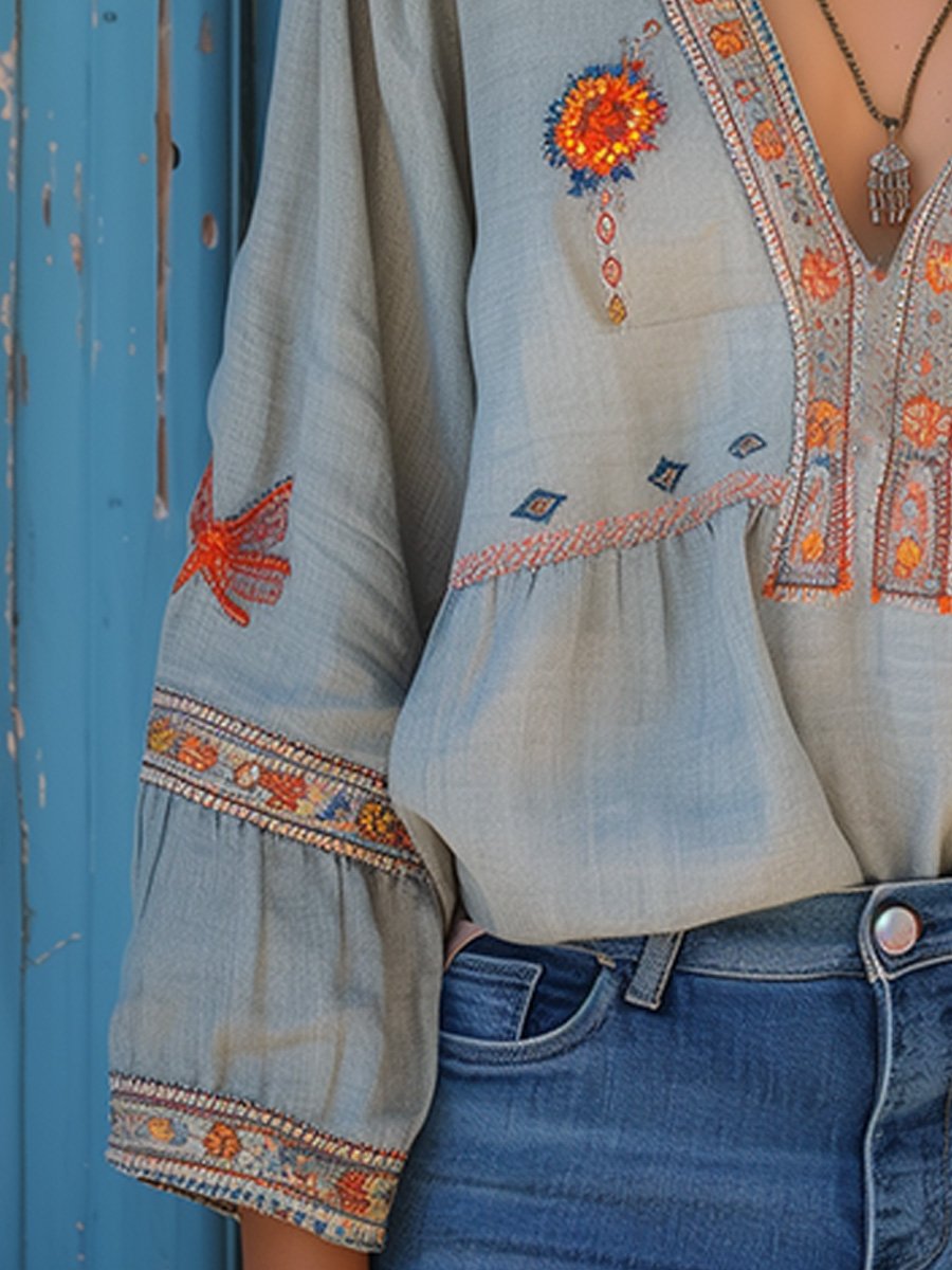 Leonard Bohemian Women's Blouse – Genuine Embroidery & Breezy Summer Fit
