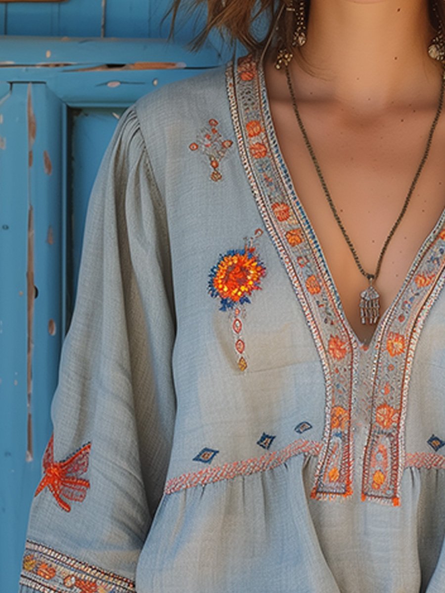 Leonard Bohemian Women's Blouse – Genuine Embroidery & Breezy Summer Fit