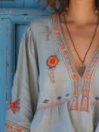Leonard Bohemian Women's Blouse – Genuine Embroidery & Breezy Summer Fit