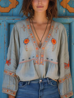 Leonard Bohemian Women's Blouse – Genuine Embroidery & Breezy Summer Fit
