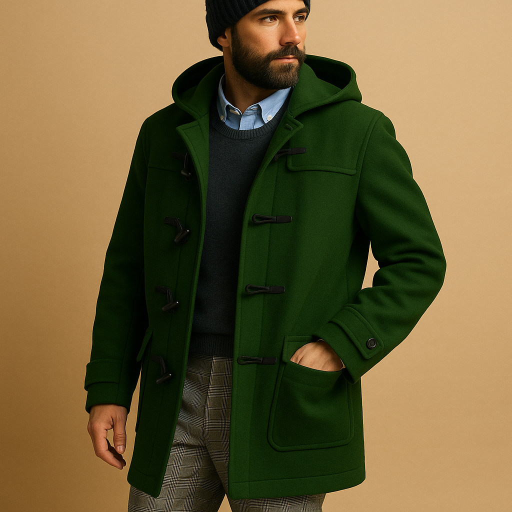 Victoria Men's Long Coat – Sophisticated Extended Cut with Front Closure & Side Slip Pockets