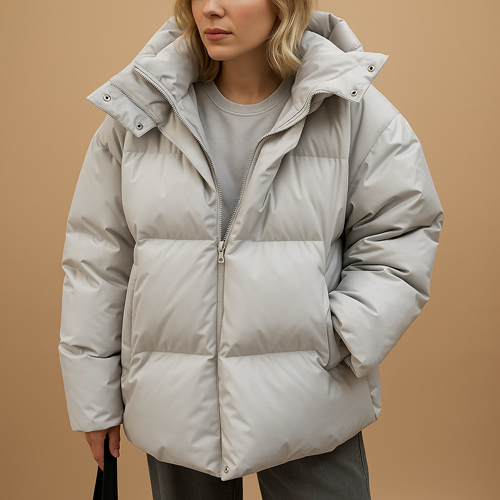 Aurelia Women's Quilted Winter Jacket – Oversized Water-Repellent Hooded Coat