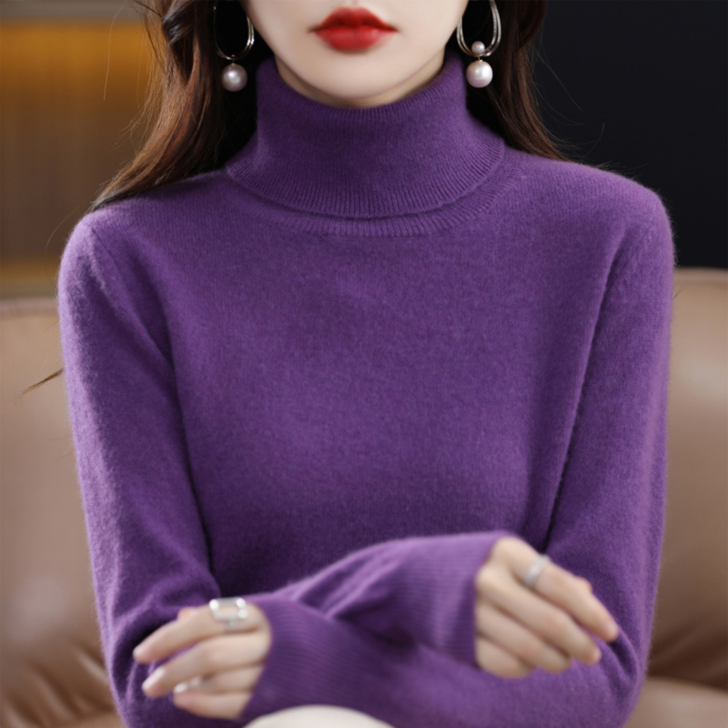 Cressida Women's Cashmere Turtleneck Sweater – Premium Soft Knit with Lightweight Warmth