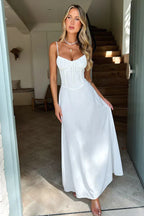 Emily Women’s Maxi Dress – Elegant Lace A-Line Dress with Open Back & Adjustable Tie