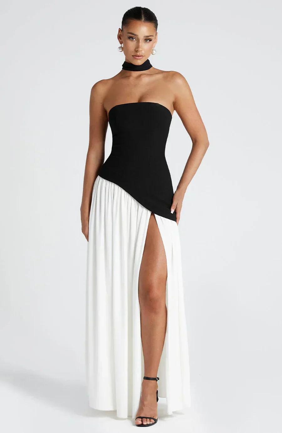 Victoria Women’s Evening Dress – Strapless Maxi Gown with High Split & Elegant Fit