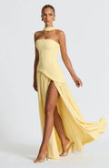 Renata Women's Evening Maxi Dress – Two-Tone Strapless Dress with High Slit