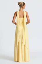 Renata Women's Evening Maxi Dress – Two-Tone Strapless Dress with High Slit