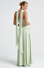 Renata Women's Evening Maxi Dress – Two-Tone Strapless Dress with High Slit