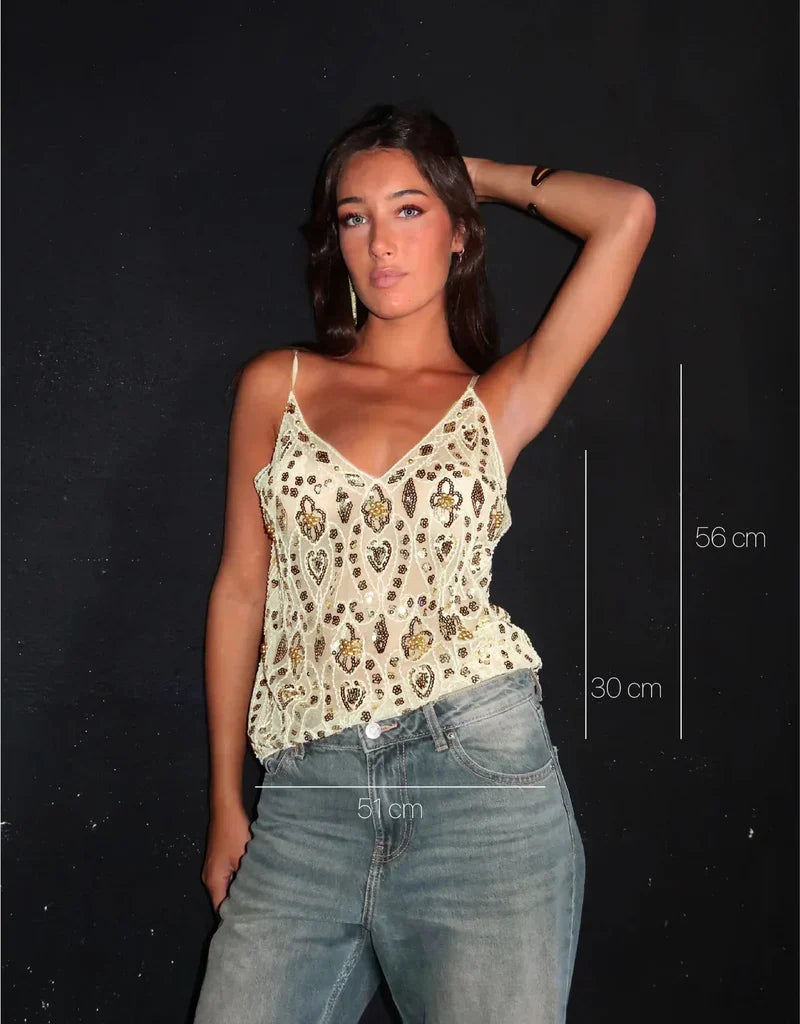 Noemi Women's Embellished Top – Elegant Comfortable Blouse with Refined Details