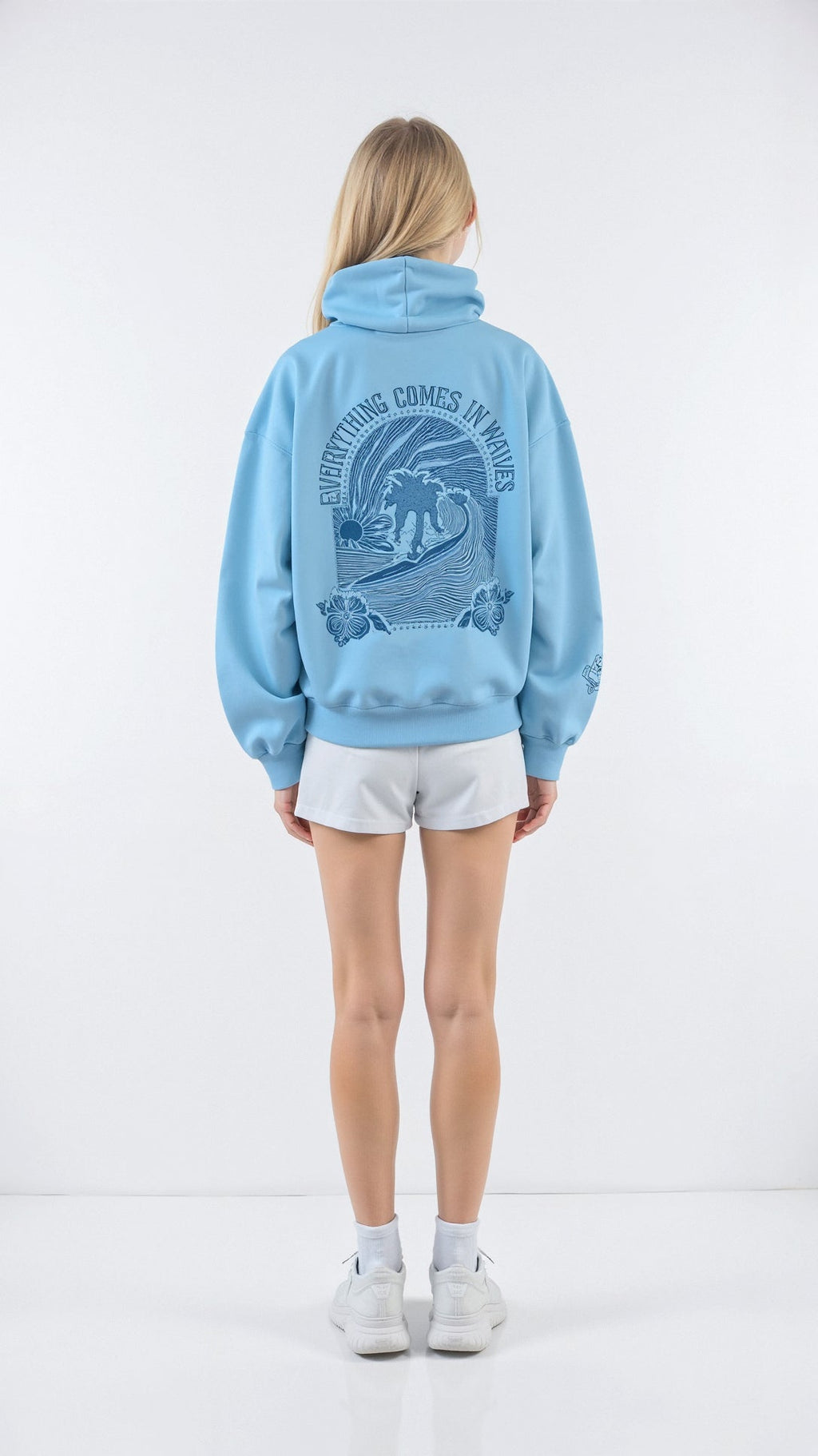 Anika Women's Hoodie Set – Oversized Hoodie and Shorts Lounge Set with Floral Print