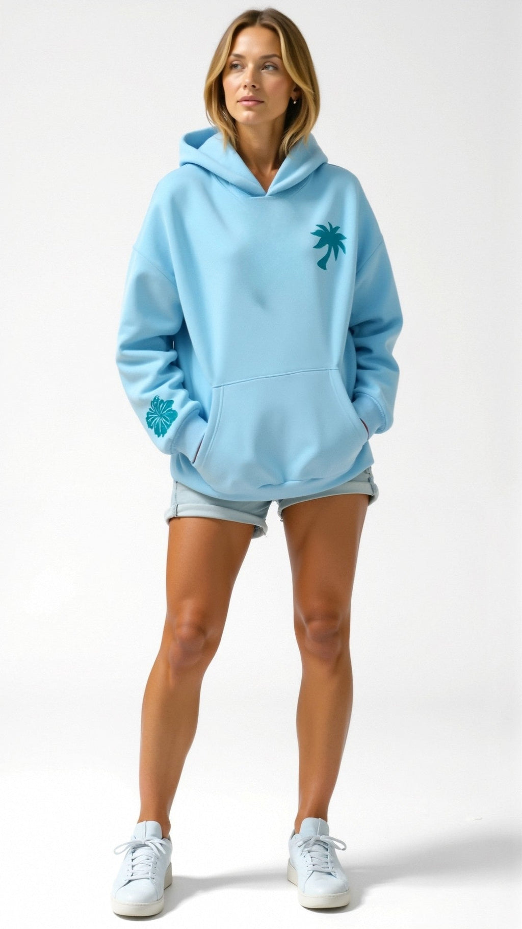 Anika Women's Hoodie Set – Oversized Hoodie and Shorts Lounge Set with Floral Print