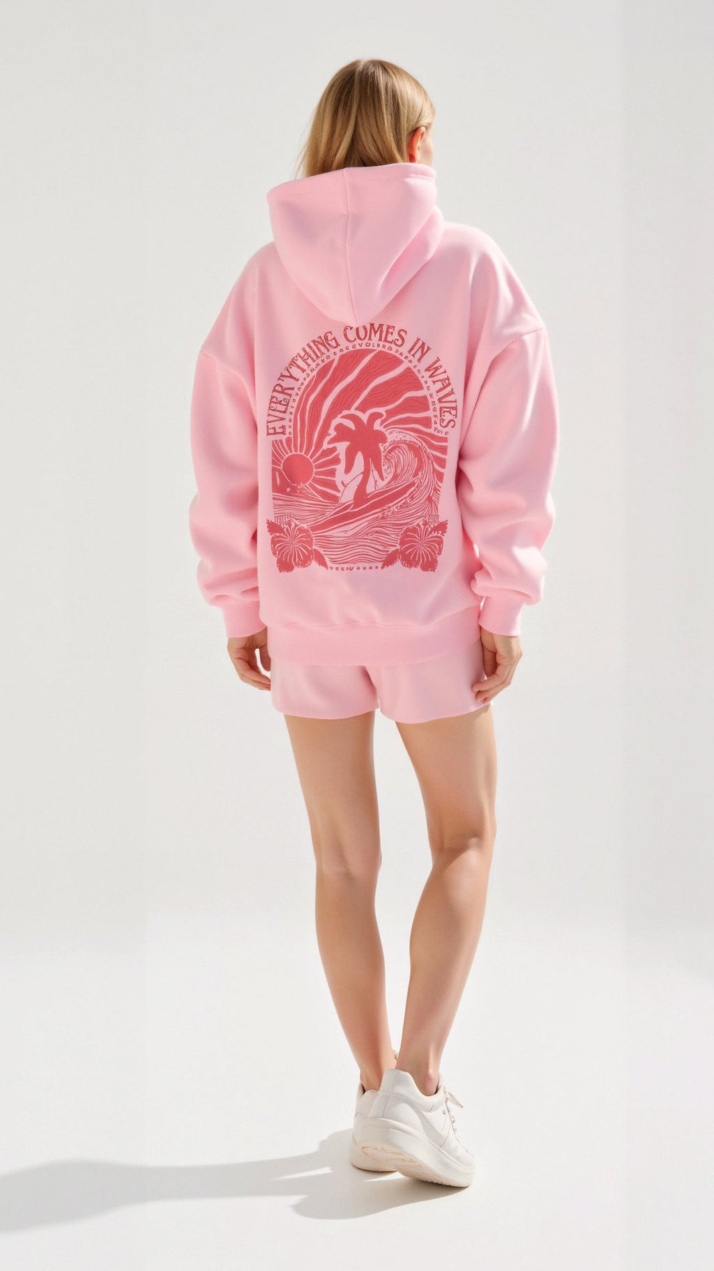 Anika Women's Hoodie Set – Oversized Hoodie and Shorts Lounge Set with Floral Print