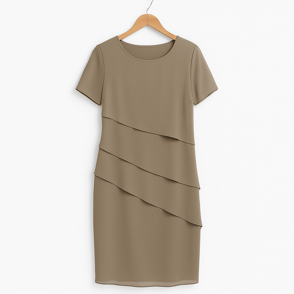 Mireya Women's Chiffon Dress – Layered Midi Dress with Elegant Flowing Silhouette