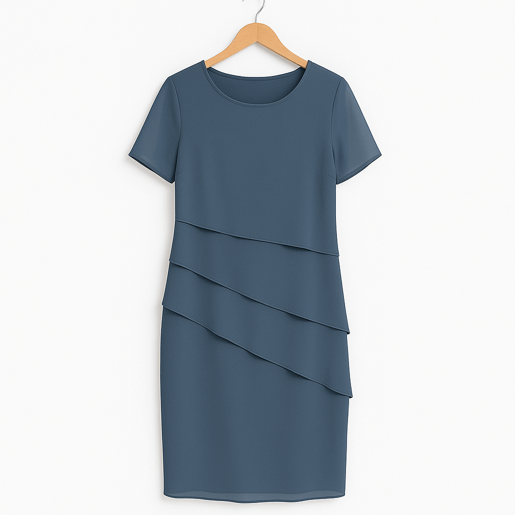 Mireya Women's Chiffon Dress – Layered Midi Dress with Elegant Flowing Silhouette