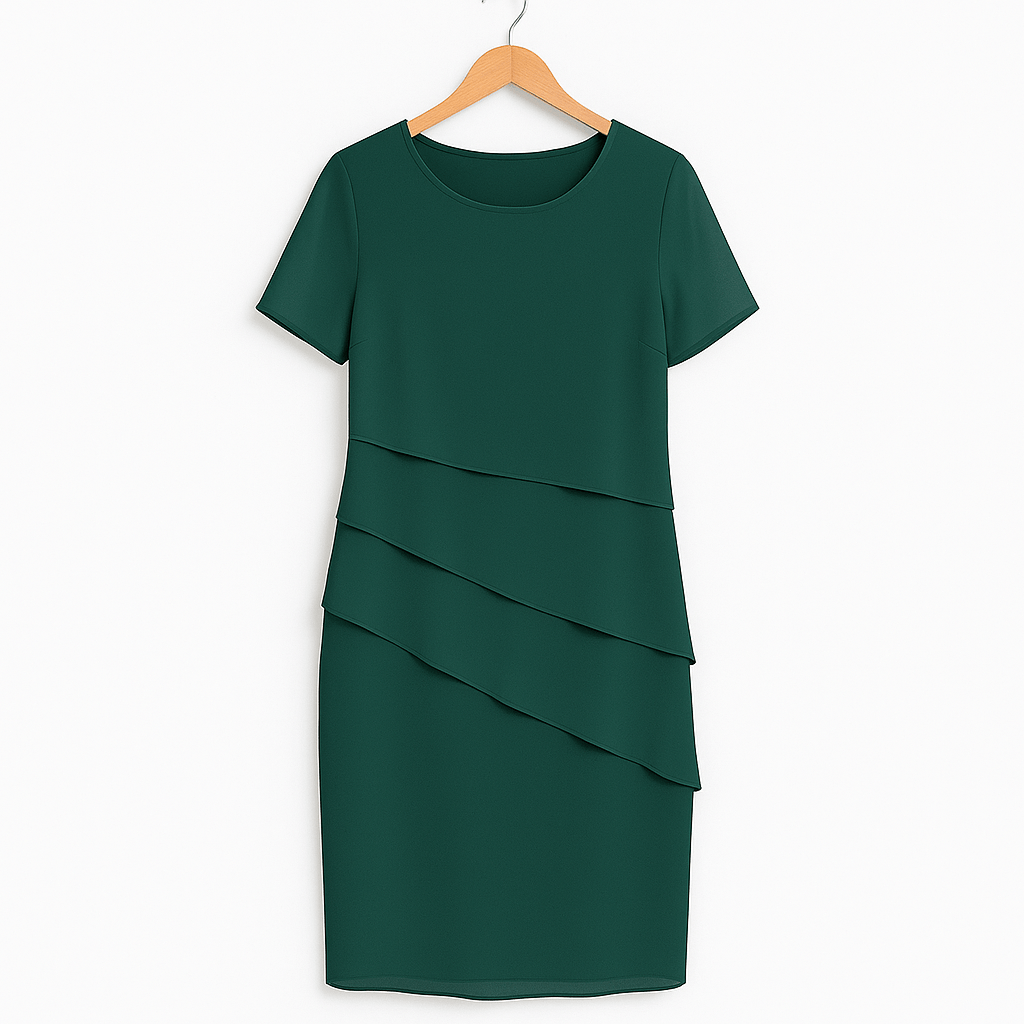 Mireya Women's Chiffon Dress – Layered Midi Dress with Elegant Flowing Silhouette