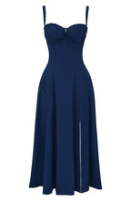 Elodie Women's Corset Midi Dress – Floral A-Line Dress with Side Slit