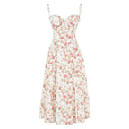 Elodie Women's Corset Midi Dress – Floral A-Line Dress with Side Slit