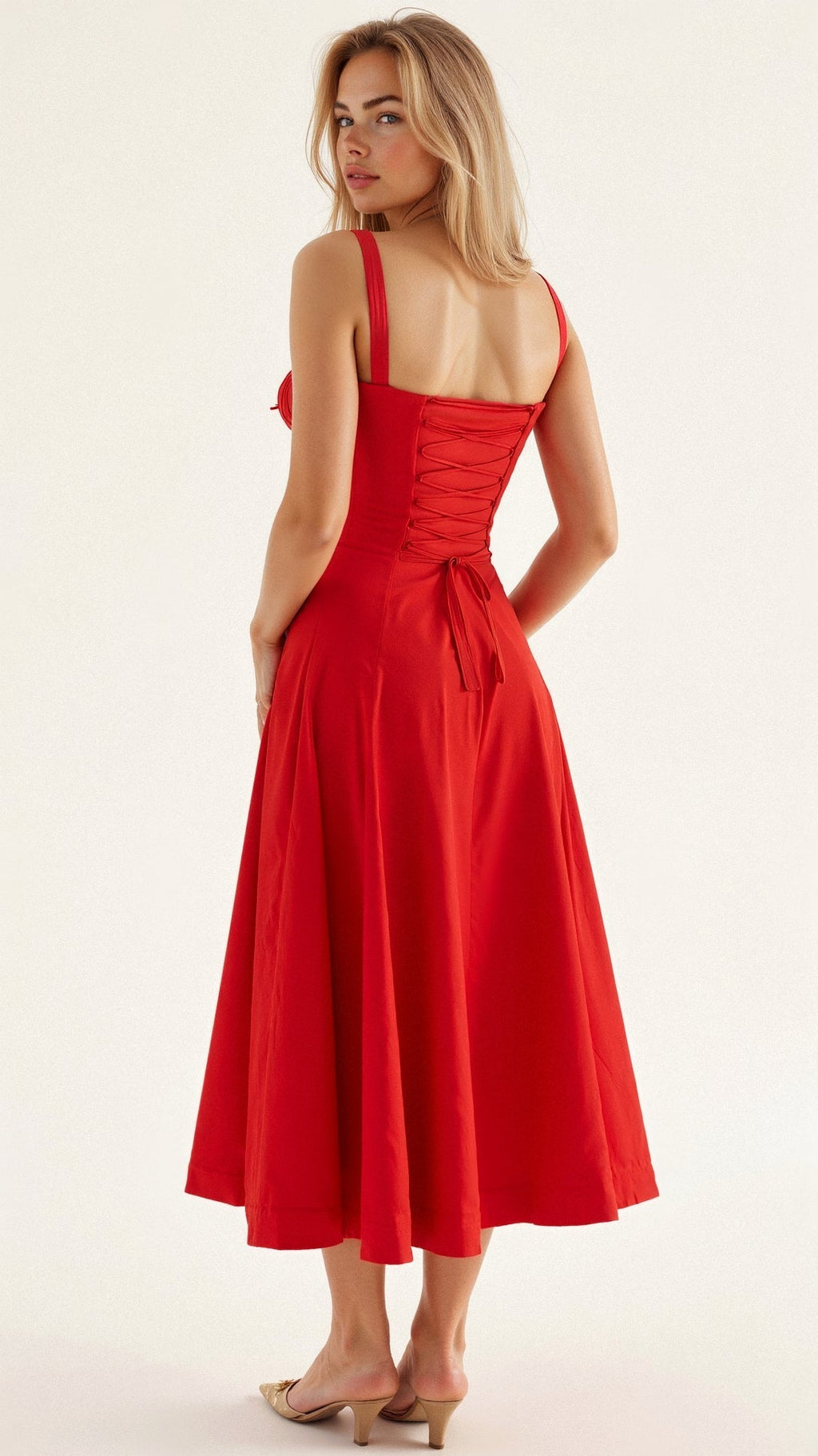 Elodie Women's Corset Midi Dress – Floral A-Line Dress with Side Slit
