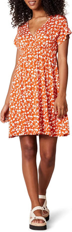 Delphia Women's Surplice Floral Mini Dress with Short Sleeves