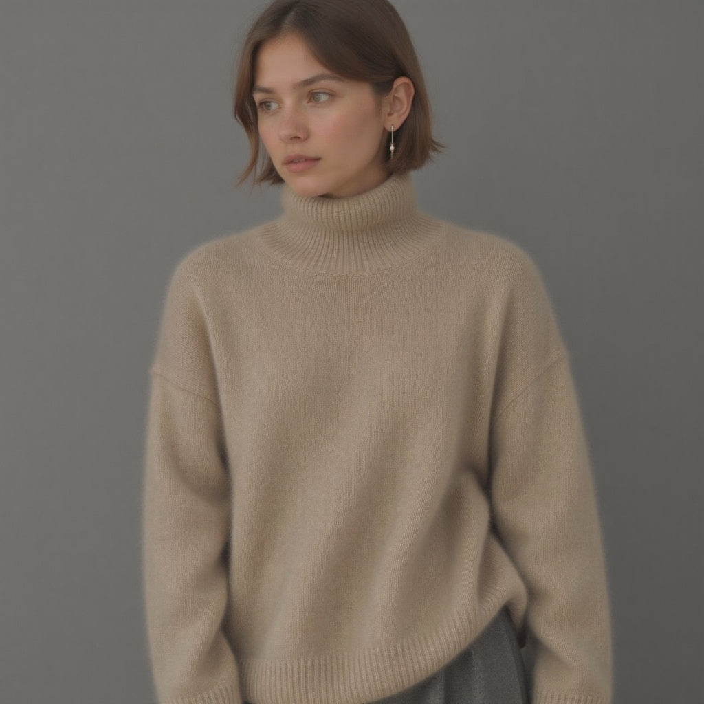 Hannah Women's Oversized Cashmere Turtleneck Sweater – Gentle, Insulating & Sophisticated