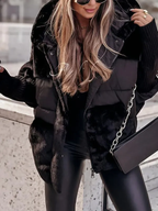 Camila Women’s Puffer Jacket – Elegant Quilted Winter Coat with Knit Details