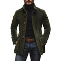 Simon Men's Corduroy Coat – Fitted Silhouette with Mandarin Collar & Sophisticated Side Slip Pockets
