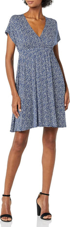 Delphia Women's Surplice Floral Mini Dress with Short Sleeves