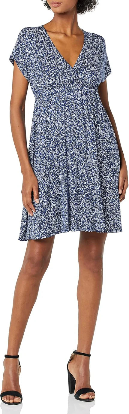 Delphia Women's Surplice Floral Mini Dress with Short Sleeves