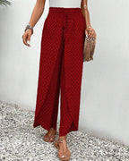 Brielle Women's High-Waisted Wide Leg Pants – Printed Flowy Trousers with Relaxed Fit & Lightweight Comfort
