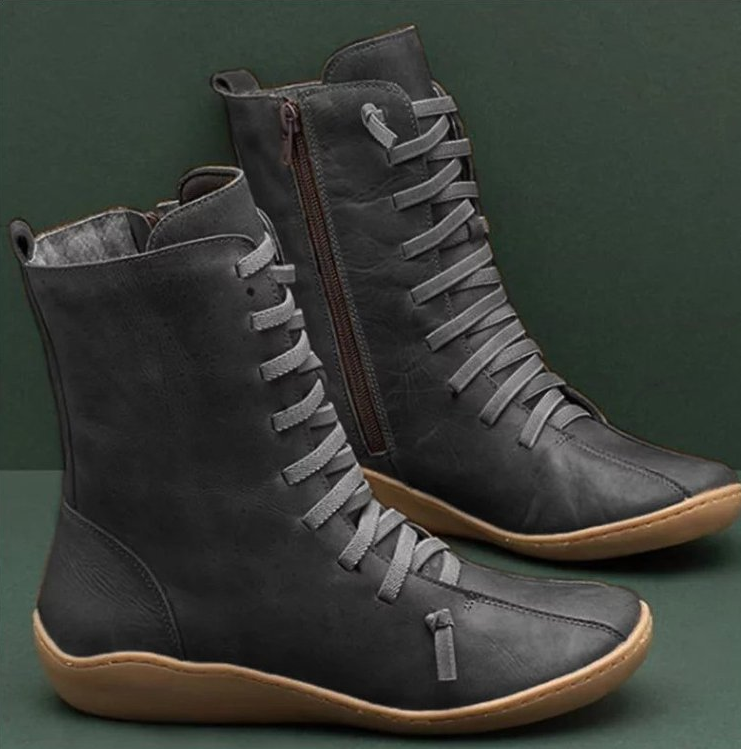 Andrea Women’s Leather Boots – Handmade Comfort Boots with Non-Slip Sole & Zip Design