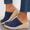 Delilah Women's Wedge Espadrille Mules – Slip-On Platform Sandals with Braided Jute Sole